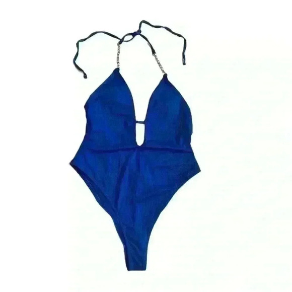 Refuge Womens Swim One Piece Swim Bathing Suit Size Large Gold Chain Strap - Picture 6 of 8